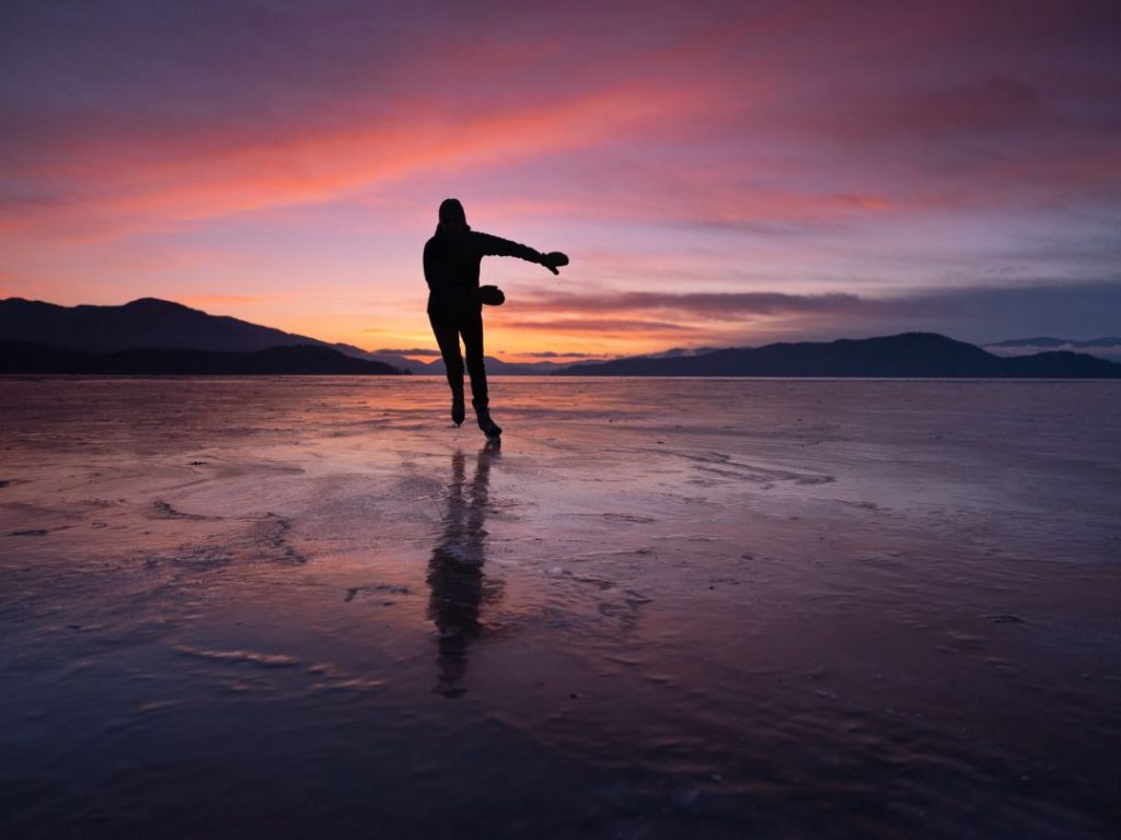 Ice Skating Lake Pend Oreille